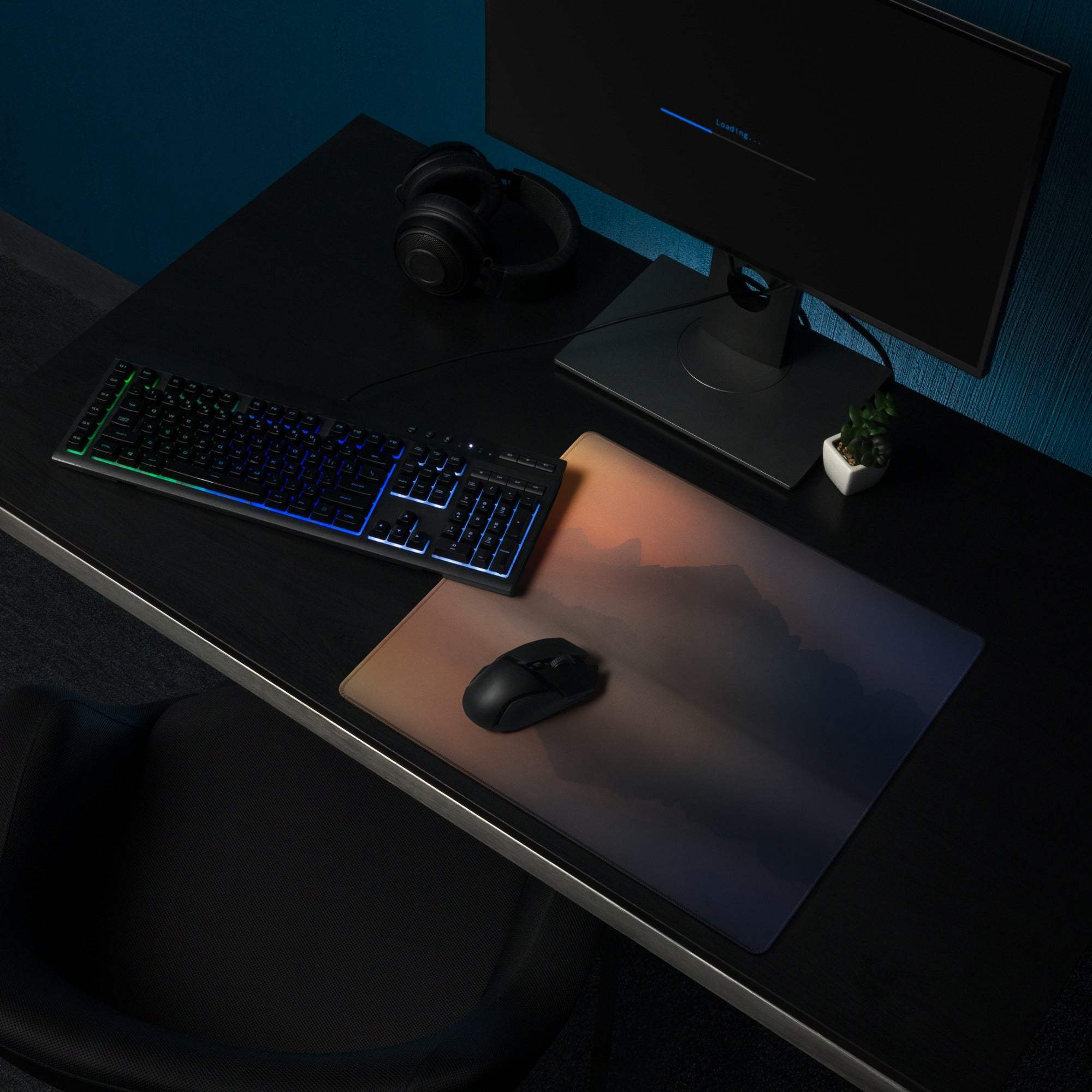 Sunset Mountain Landscape large gaming mousepad with gradient design