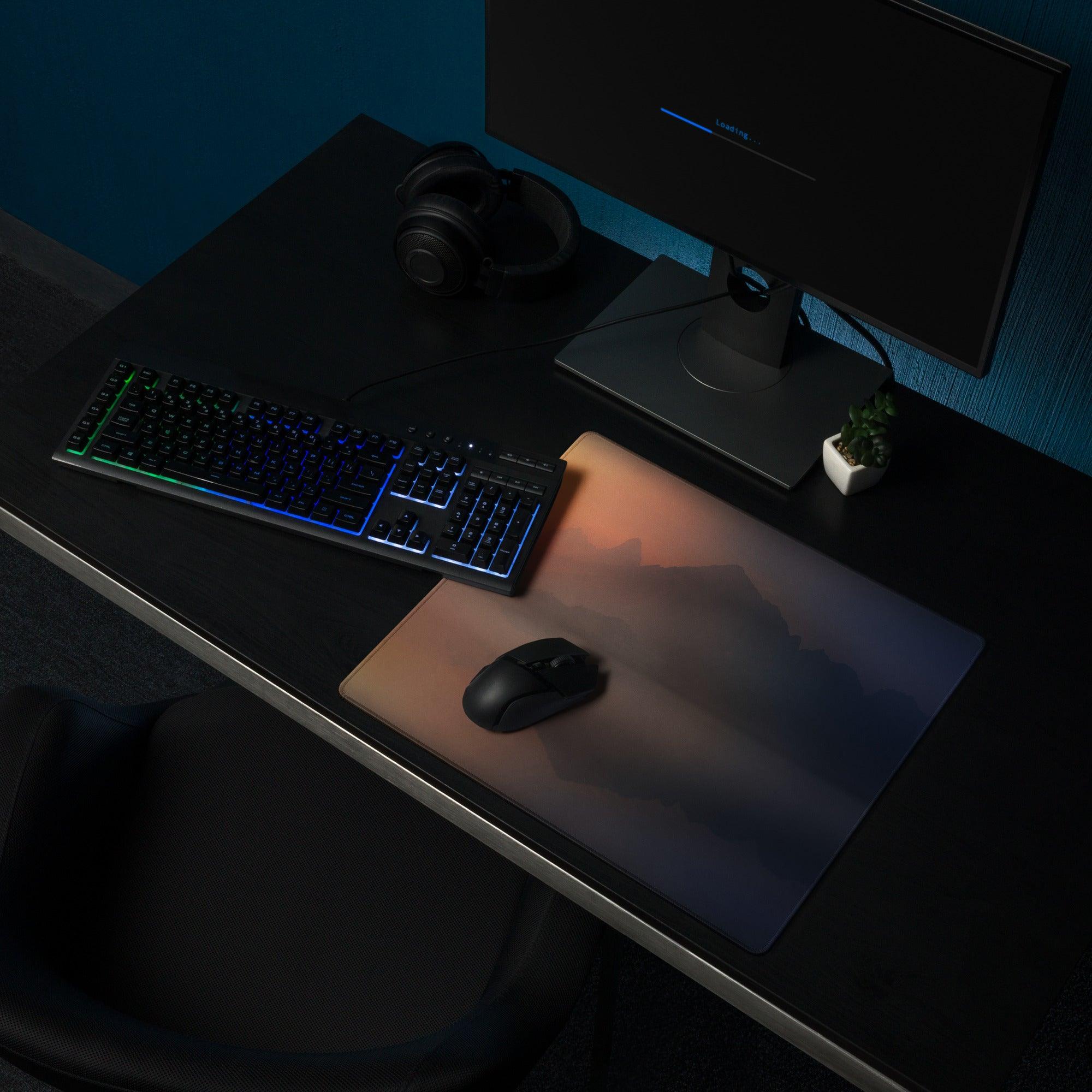 Sunset Mountain Landscape large gaming mousepad with gradient design