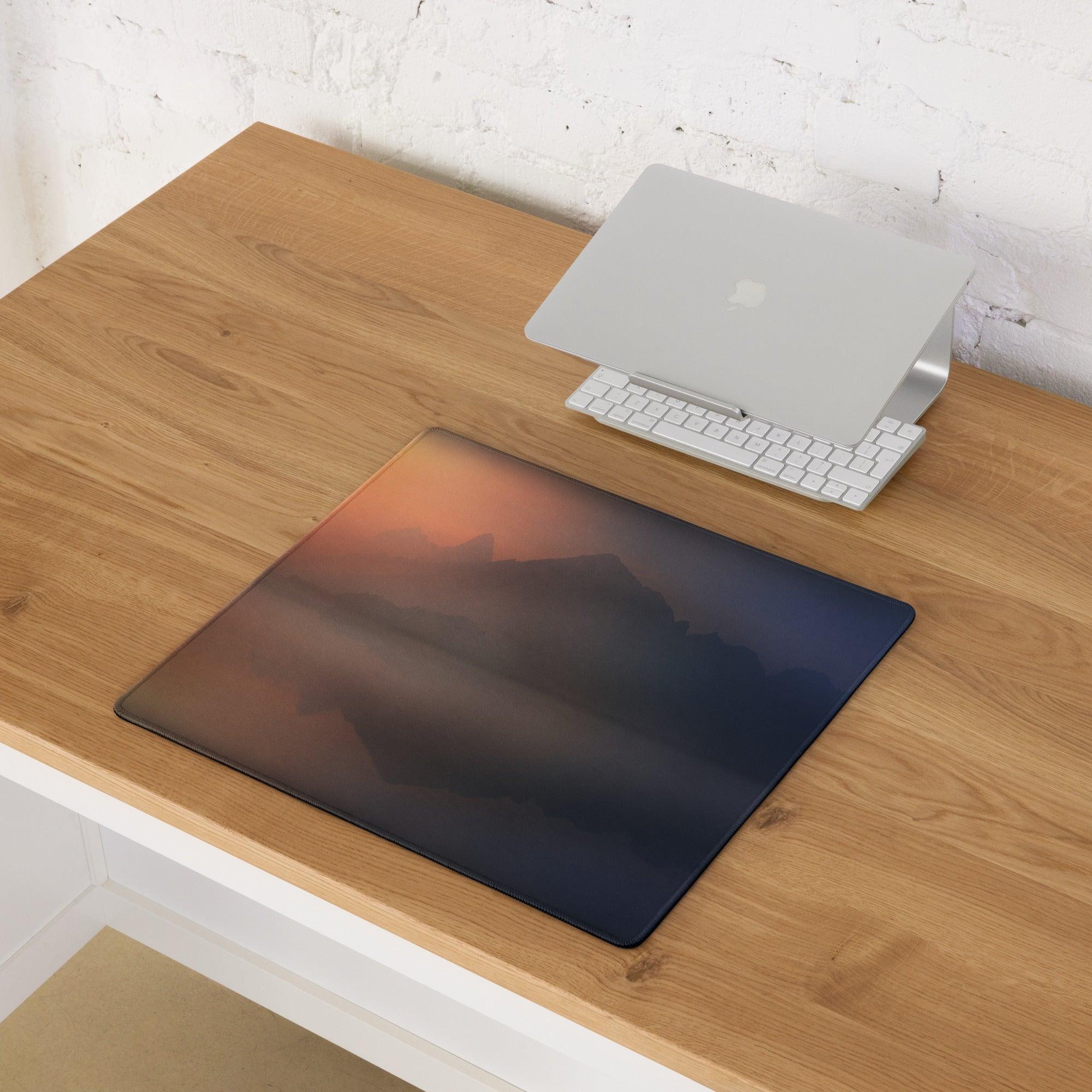Sunset mountain landscape large gaming mouse pad with non-slip base