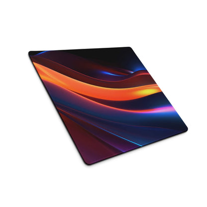 Stylish abstract waves colorful gaming mouse pad with non-slip backing