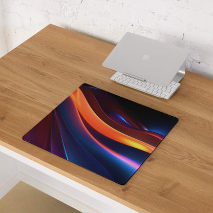 Vibrant abstract waves gaming mouse pad with glossy gradients, non-slip backing