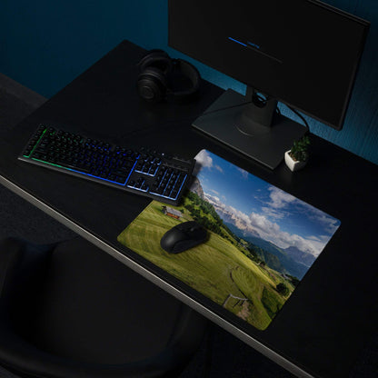 Scenic Calm Green Mountain Landscape Gaming Mouse Pad, large non-slip