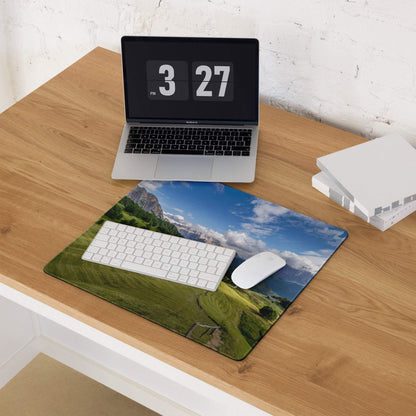 Scenic calm green mountain landscape gaming mouse pad, large non-slip