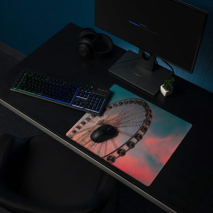 Dreamy sunset ferris wheel panorama large gaming mouse pad