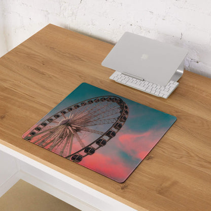 Dreamy sunset ferris wheel panorama large gaming mouse pad with non-slip base