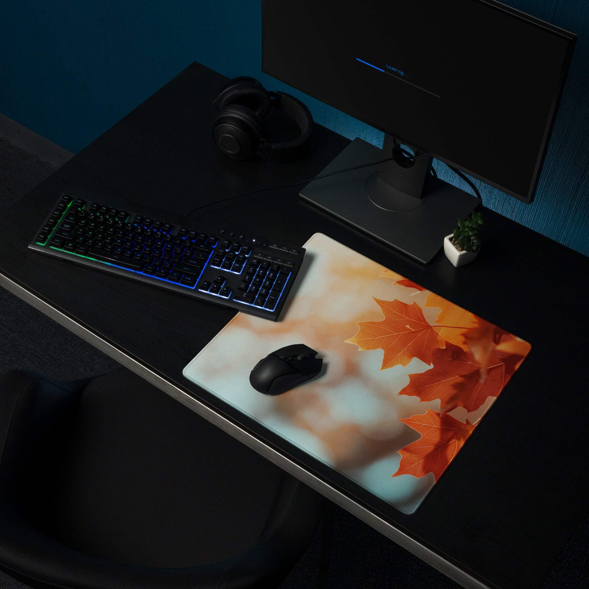 Autumn leaves maple leaf orange gaming mouse pad with non-slip base