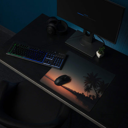 Vibrant tropical sunset palm trees calming ocean large non-slip stitched gaming mouse pad