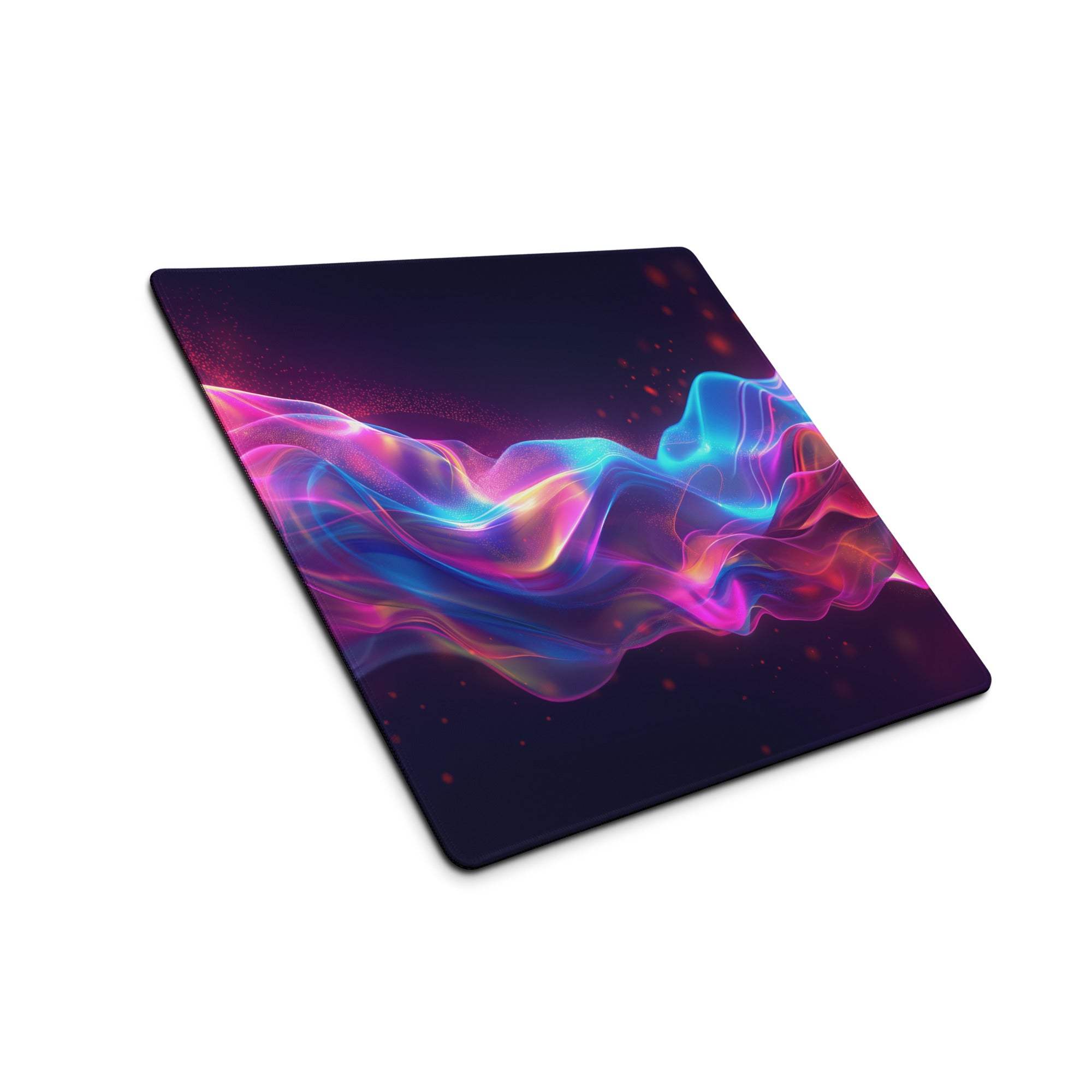 Vibrant neon wave extra large gaming mouse pad with non-slip backing