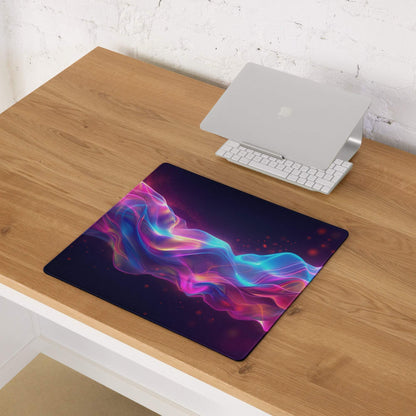 Vibrant neon wave extra large gaming mouse pad with non-slip backing