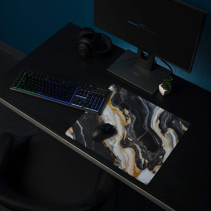 Lux Marble black gold marble gaming mouse pad non-slip stitched edges