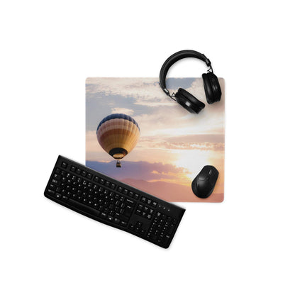 Sunset sky large gaming mouse pad with hot air balloon design