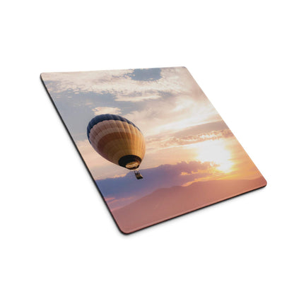 Sunset sky large gaming mouse pad with hot air balloon and non-slip base