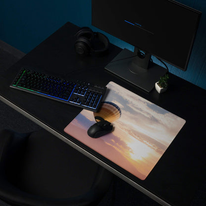 Sunset sky large gaming mouse pad with hot air balloon print