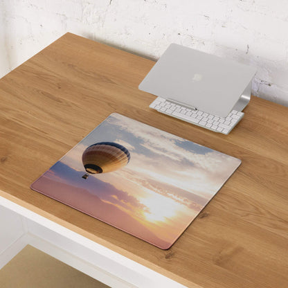 Sunset Sky large gaming mouse pad with hot air balloon sunset design