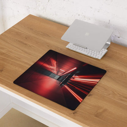 Sleek red black neon tunnel large non-slip edge stitched gaming mouse pad