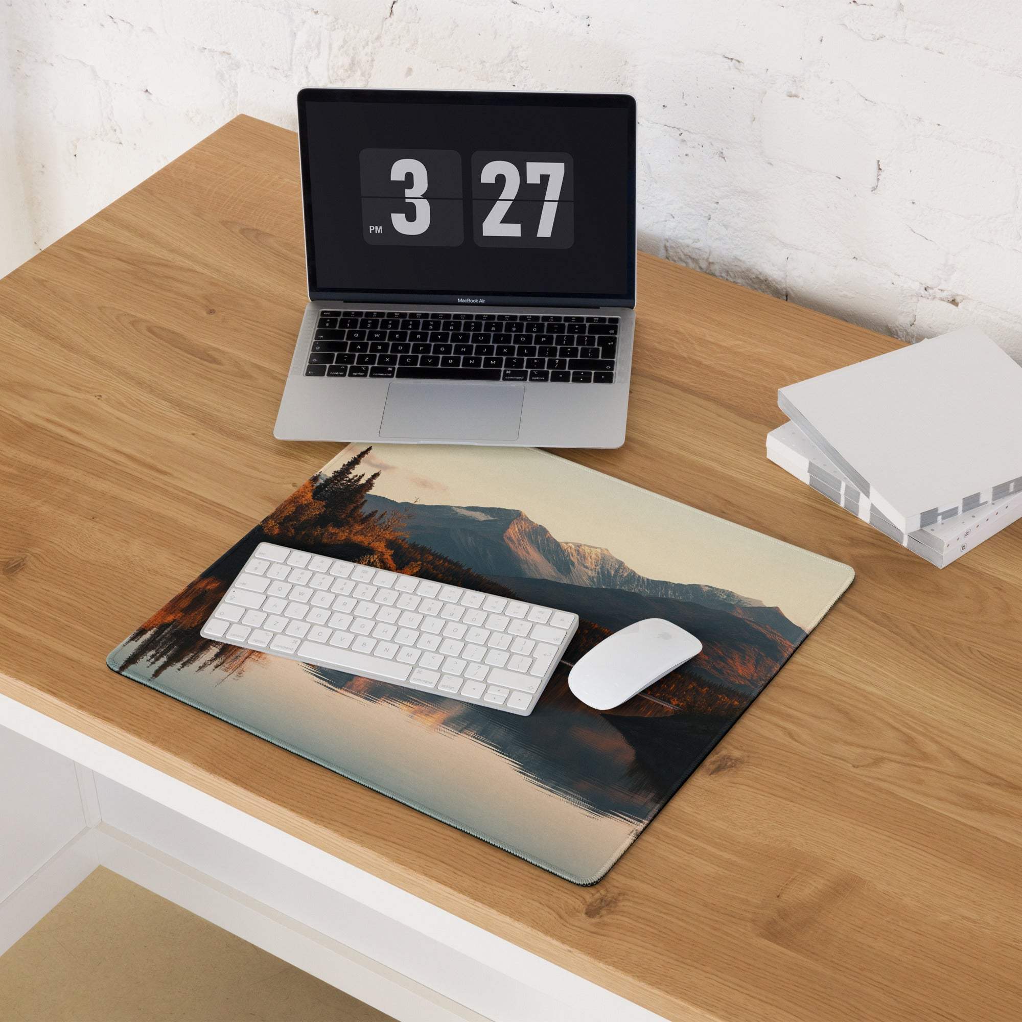 Large Autumn Mountain Landscape gaming mouse pad with non-slip base