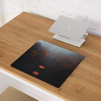Dark Forest Night cabin gaming mouse pad with non-slip base