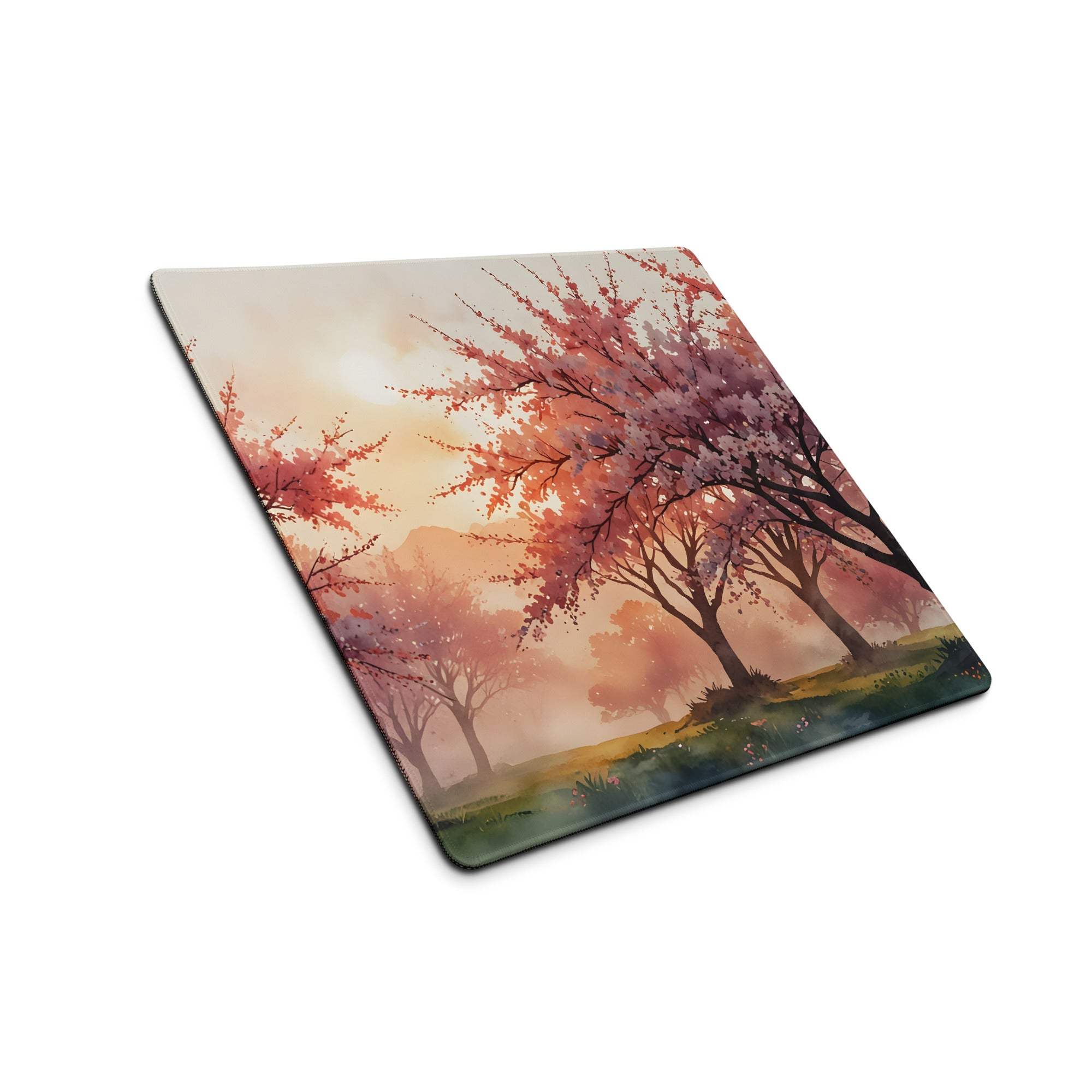 Watercolor sakura forest dream pastel sunset gaming mouse pad