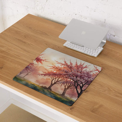 Watercolor sakura forest dream pastel sunset gaming mouse pad