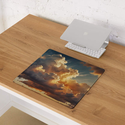 Premium cloudscape sunset gaming mouse pad with vivid cumulus clouds