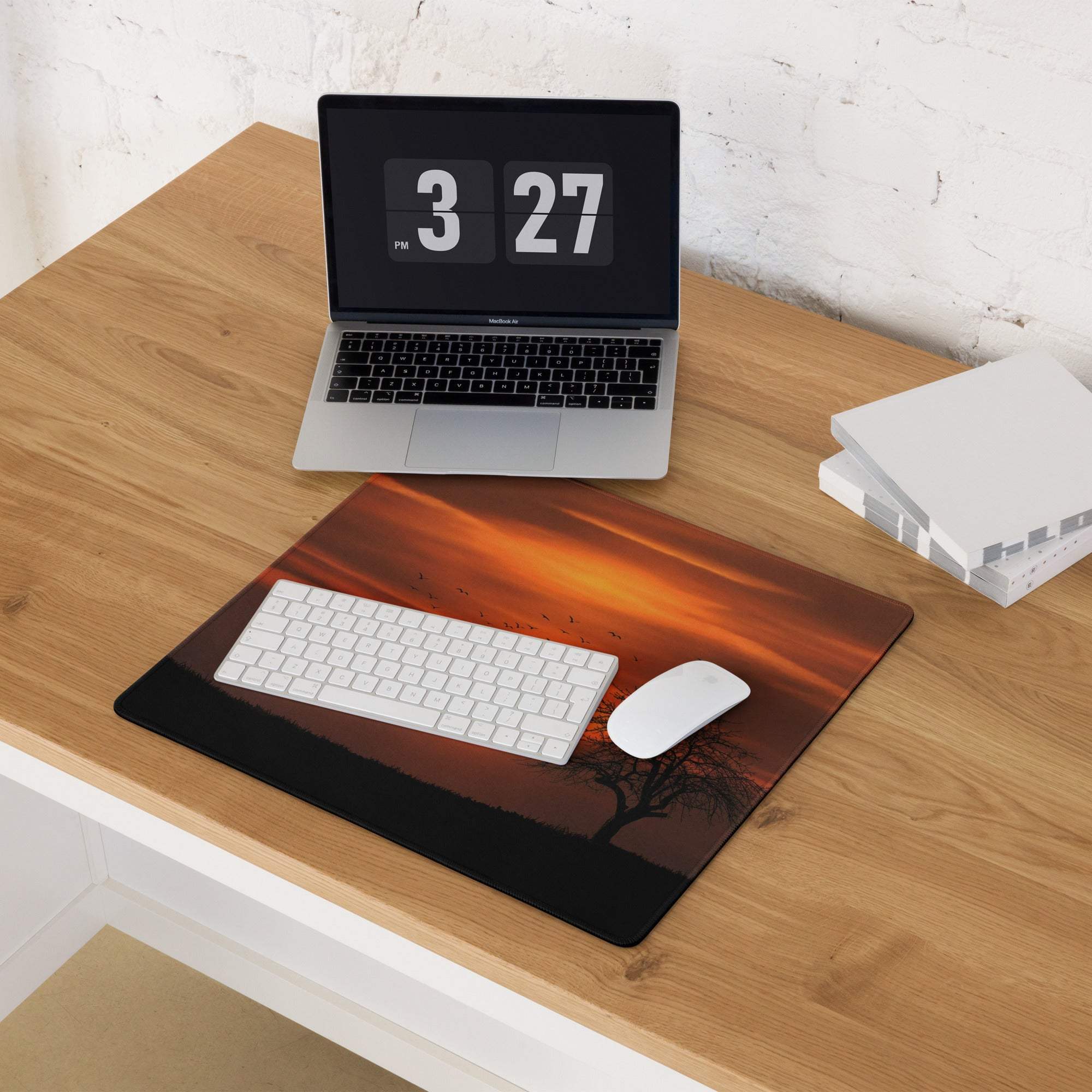 Warm sunset landscape gaming mouse pad with large non-slip surface