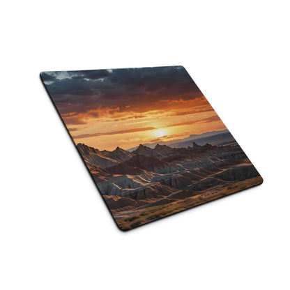 Desert Sunset large gaming mouse pad with vivid badlands sunset