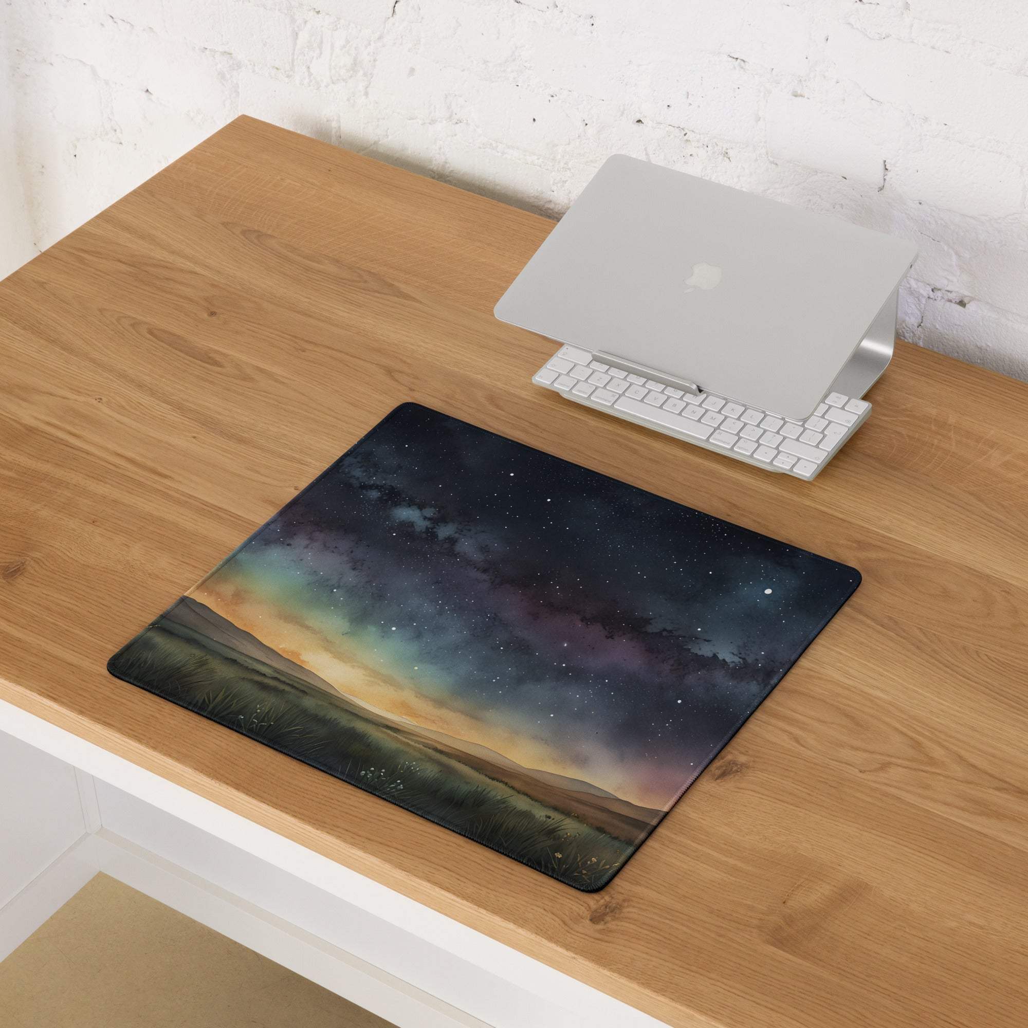 Atmospheric night sky landscape starry aurora sunset gaming mouse pad