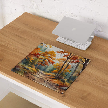 Autumn forest scene large gaming mouse pad with vibrant trees