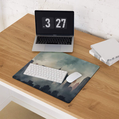 Epic moody urban skyline large gaming mouse pad with cityscape design