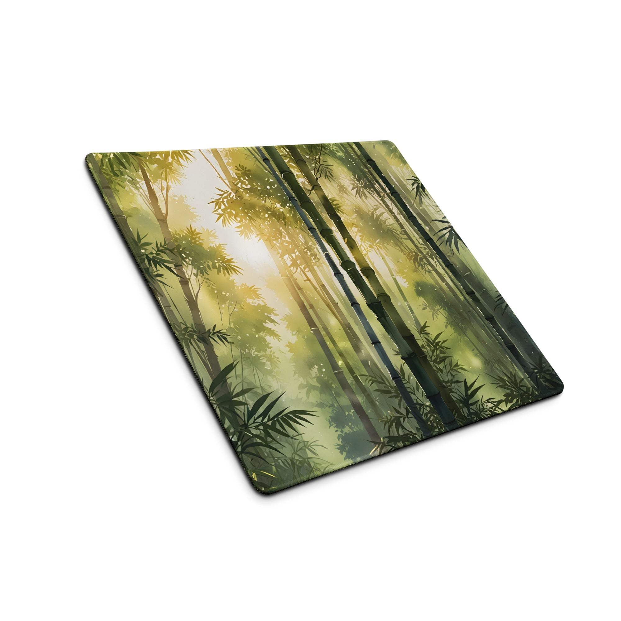 Nature inspired ornate bamboo landscape gaming mouse pad with glossy ethereal glow