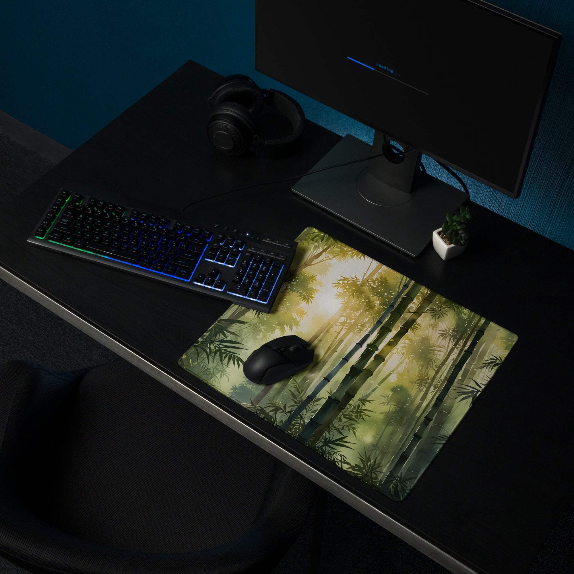Nature inspired ornate bamboo landscape gaming mouse pad