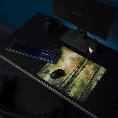 Nature inspired ornate bamboo landscape gaming mouse pad
