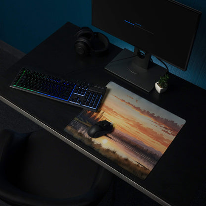 Large Serene Sunset Forest Landscape Gaming Mouse Pad with non-slip base