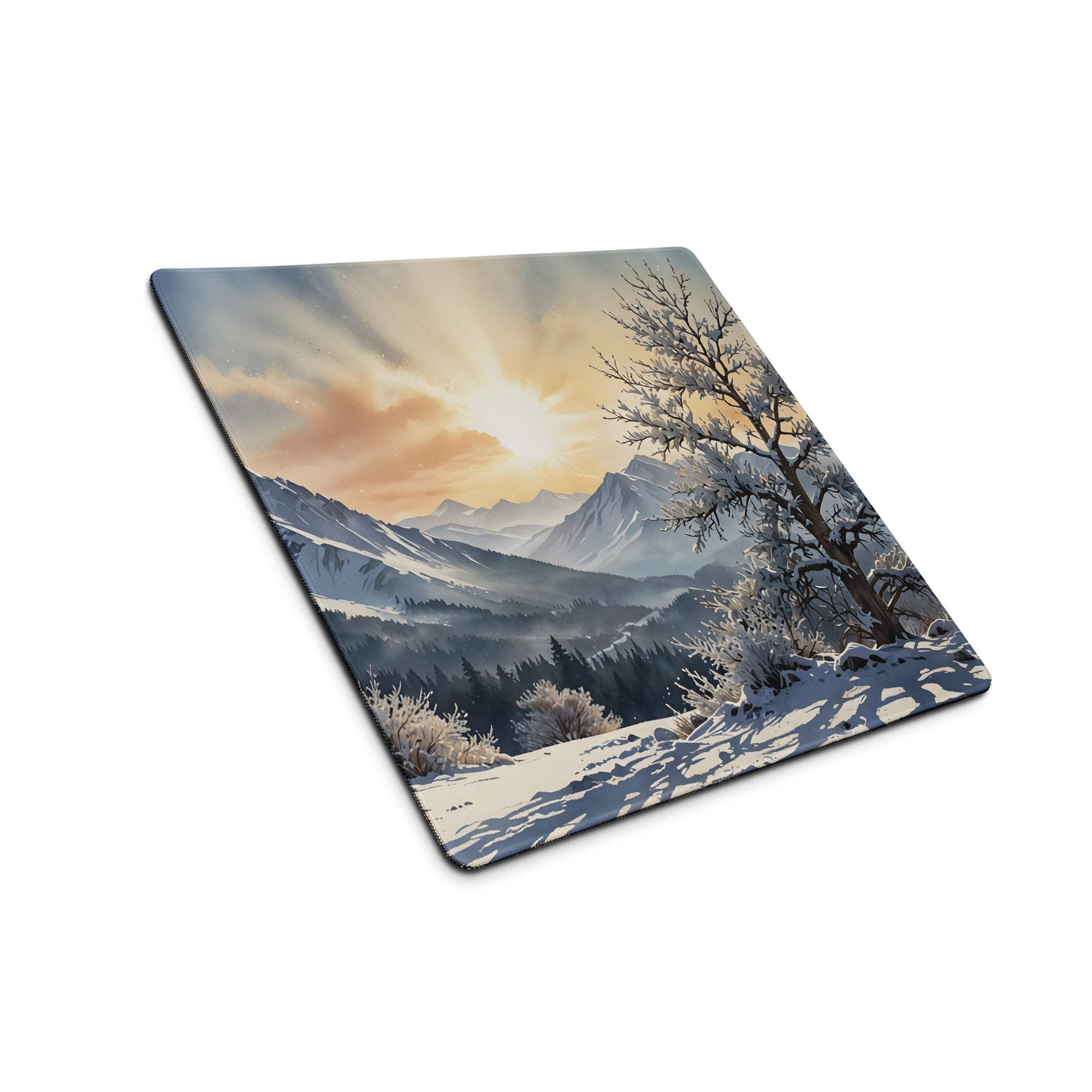 Winter sunrise mountain landscape large non-slip gaming mouse pad