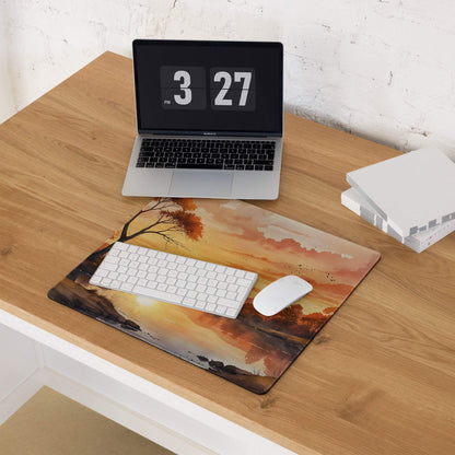 Large warm sunset landscape gaming mouse pad with non-slip bottom