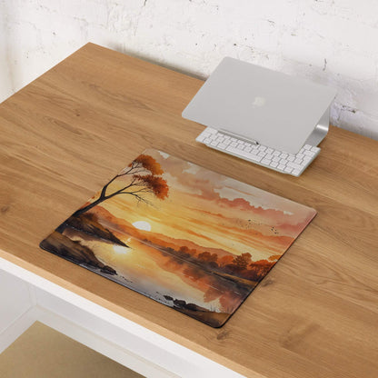 Large warm sunset landscape gaming mouse pad with non-slip bottom