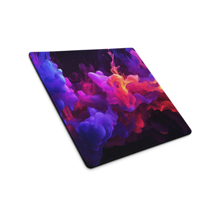 Vibrant nebula smoke abstract large gaming mouse pad with purple pink swirls
