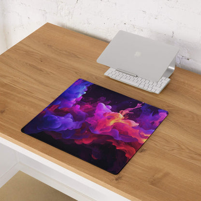 Vibrant nebula smoke abstract gaming mouse pad with non-slip base