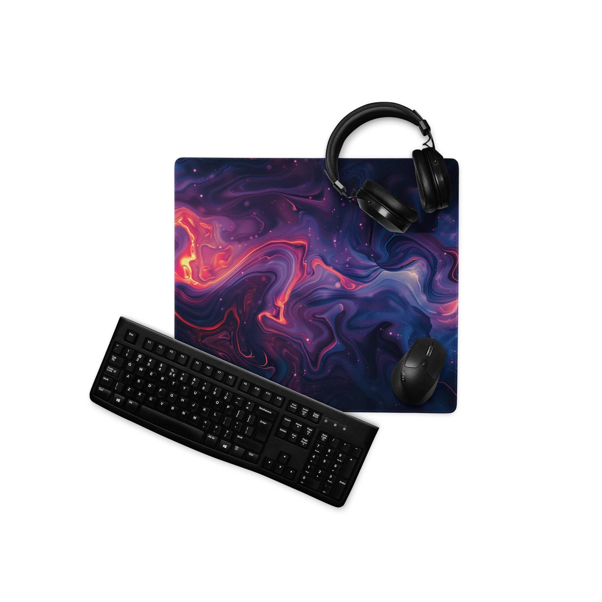 Vibrant nebula gaming mouse pad with non-slip base and stitched edges