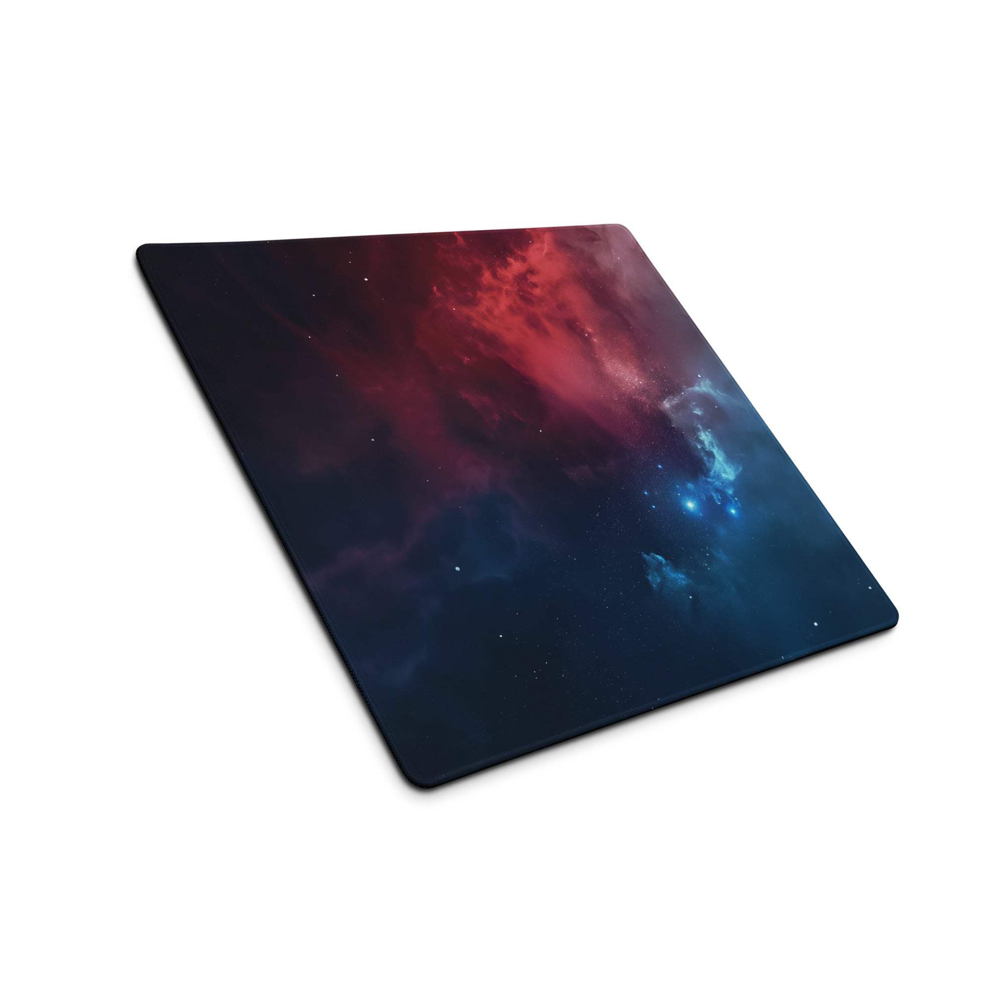 Cosmic Nebula gaming mouse pad with large size, non-slip base, stitched edges