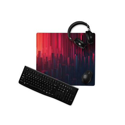 Cyberpunk Neon City red blue gradient gaming mouse pad