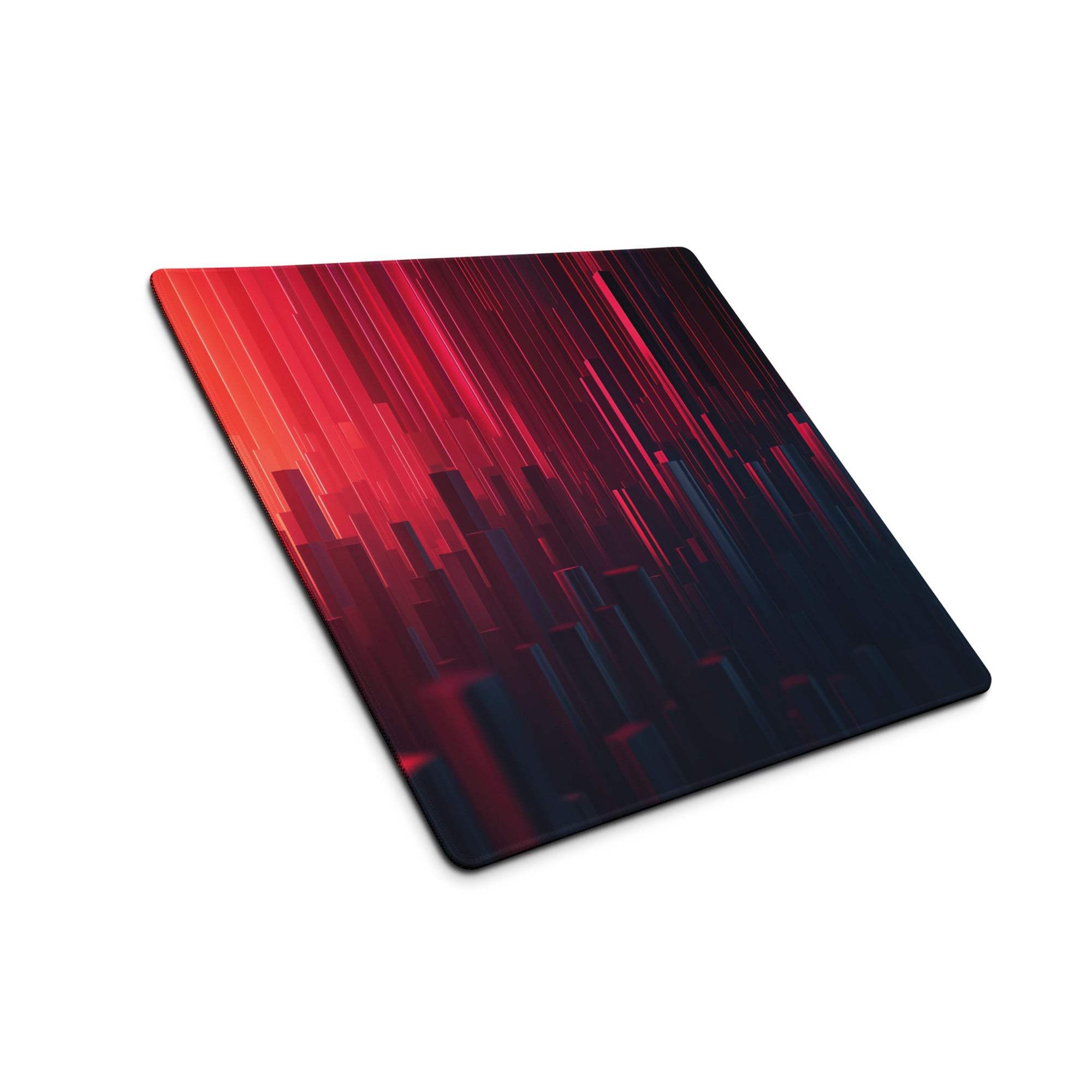 Cyberpunk neon city gradient gaming mouse pad with red blue glowing lines