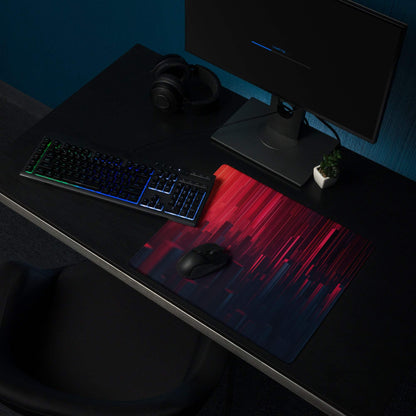 Cyberpunk neon city gradient gaming mouse pad red black design