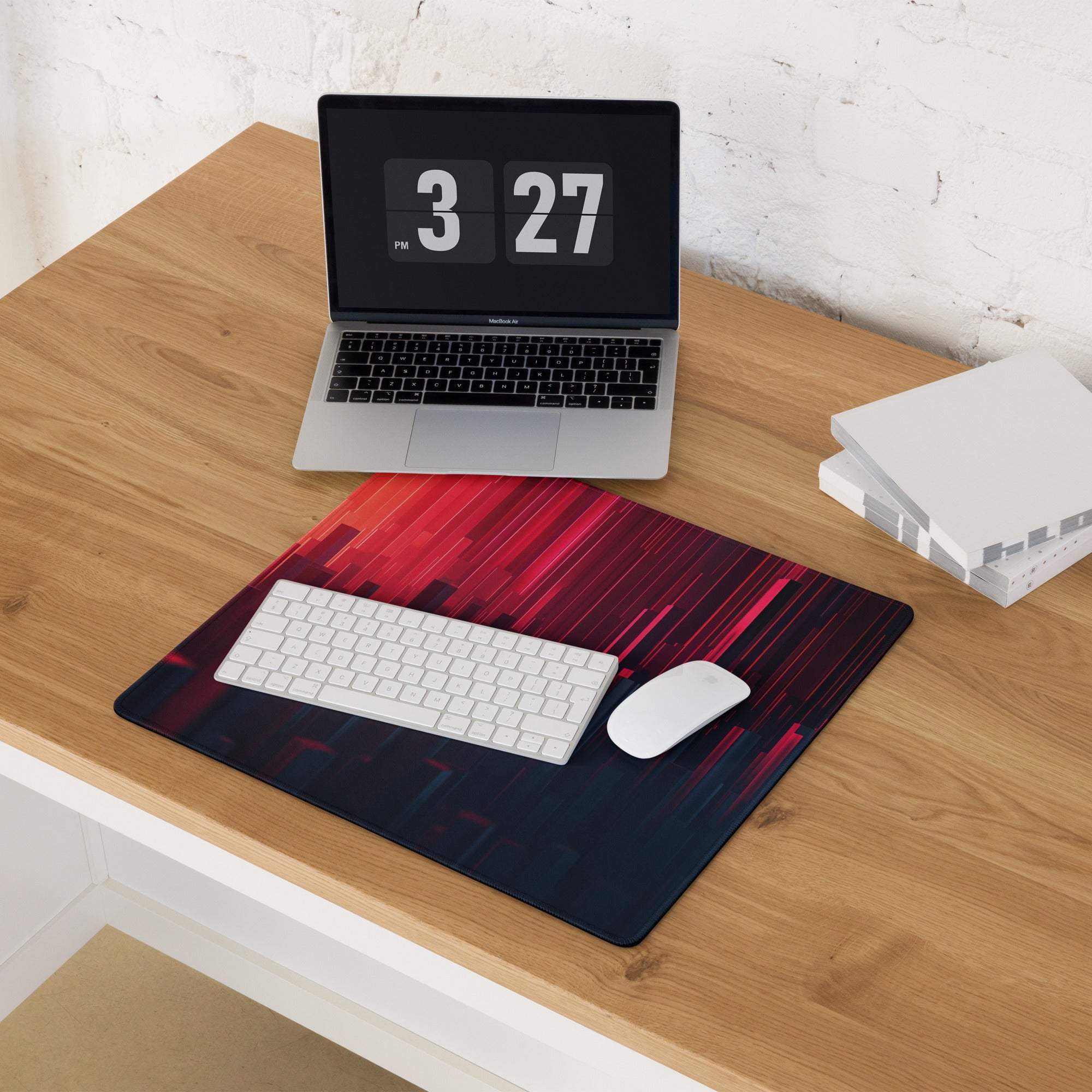 Cyberpunk neon city red black gradient gaming mouse pad