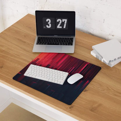 Cyberpunk neon city red black gradient gaming mouse pad