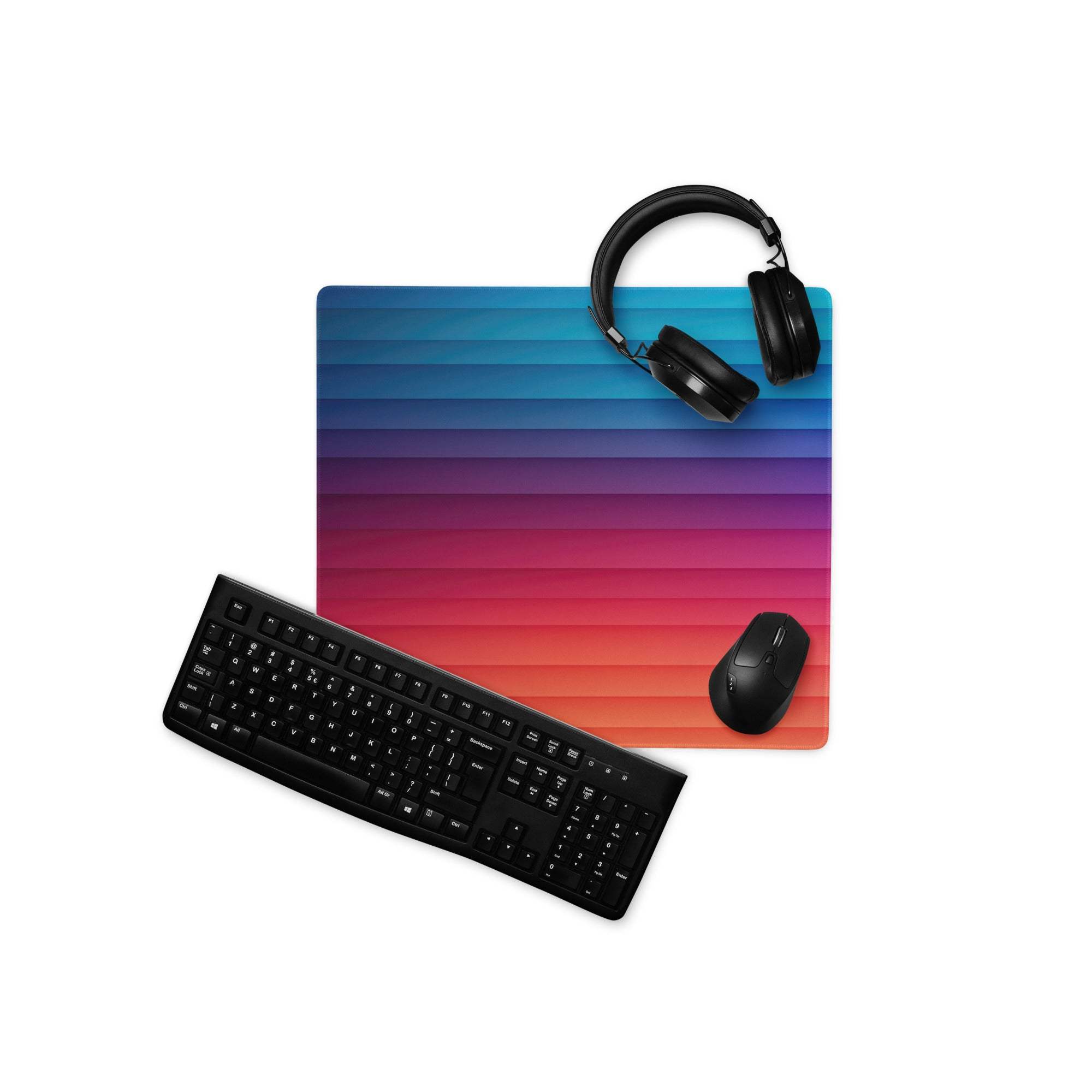 Professional gradient rainbow gaming mouse pad with blue-to-purple-to-red stripes