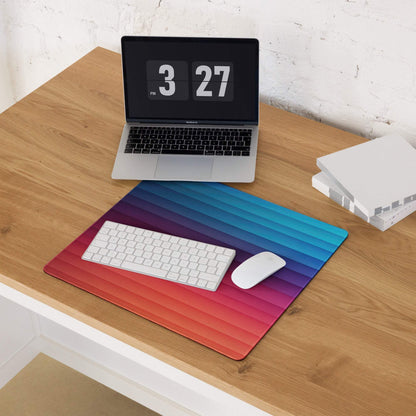 Professional gradient rainbow gaming mouse pad with red-to-blue stripes, large non-slip base