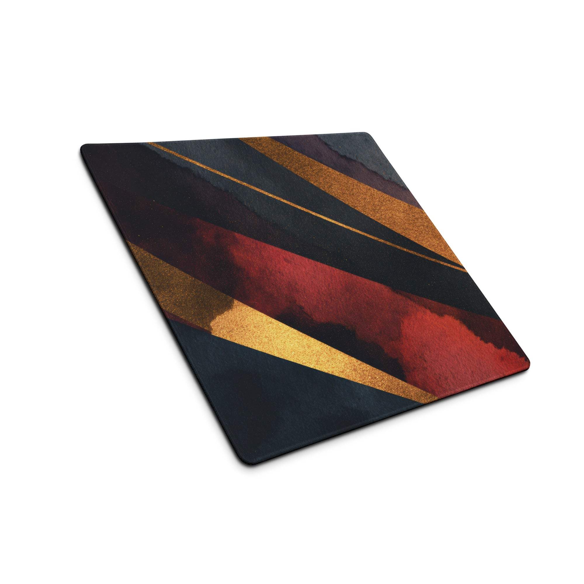 Large premium dark gold striped gaming mouse pad with bold diagonal stripes, non-slip base