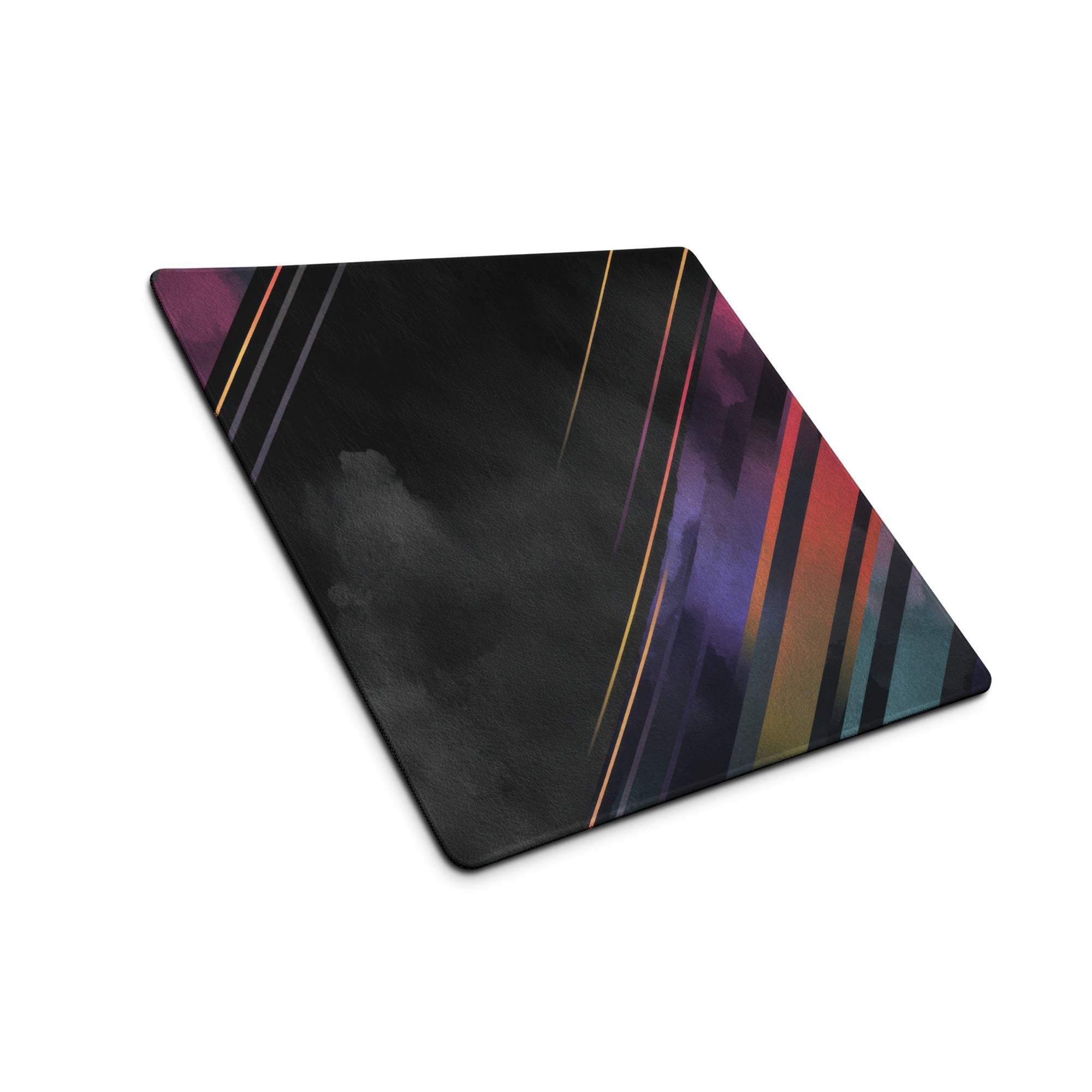 Vibrant diagonal stripe black purple multicolor gaming mouse pad
