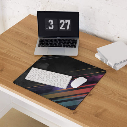 Vibrant diagonal stripe black purple red teal gaming mouse pad